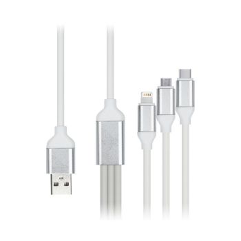 Кабель Smartbuy 3в1 универсальный, Micro-USB/Lightning/Type C, 1,2м, белый Кабель Smartbuy 3в1 универсальный, Micro-USB/Lightning/Type C, 1,2м, белый