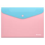 Папка-конверт на кнопке Berlingo "Haze" А4, 200мкм, софт-тач, с цветным клапаном, голубая/розовая