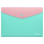 Папка-конверт на кнопке Berlingo "Haze" А4, 200мкм, софт-тач, с цветным клапаном, розовая/мятная