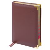 Ежедневник датированный 2026г., А5, 184л., Delucci, Фактурная кожа, зол. срез, коричневый