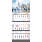 Календарь квартальный 3 бл. на 3 гр., 295*700 мм BG Standard "Городская тишина", с бегунком, 2025г.