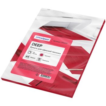 Бумага цветная OfficeSpace deep А4, 80г/м2, 50л. (красный) Бумага цветная OfficeSpace deep А4, 80г/м2, 50л. (красный)