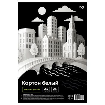 Картон белый A4, BG, 24 л., мелованный, в пакете Картон белый A4, BG, 24 л., мелованный, в пакете