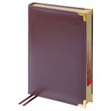 Ежедневник датированный 2026г., А5, 184л., Delucci, Гладкая кожа, зол. срез, коричневый