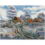 Алмазная мозаика ТРИ СОВЫ "Зима в деревне", 40*50см, холст на деревянном подрамнике, картонная коробка с пластиковой ручкой