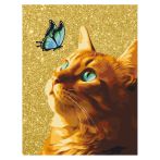 Картина по номерам на холсте с глиттером ТРИ СОВЫ "Кот и бабочка", 30*40, с акриловыми красками и кистями