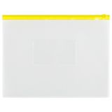 Папка-конверт на zip-молнии СТАММ А4, полипропилен, 150мкм, прозрачная, карман, молния желтая
