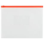 Папка-конверт на zip-молнии СТАММ А4, полипропилен, 150мкм, прозрачная, карман, молния красная