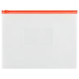 Папка-конверт на zip-молнии СТАММ А4, полипропилен, 150мкм, прозрачная, карман, молния красная