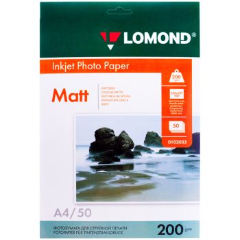 Фотобумага А4 для стр. принтеров Lomond, 200г/м2 (50л) матовая двусторонняя Фотобумага А4 для стр. принтеров Lomond, 200г/м2 (50л) матовая двусторонняя