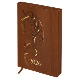Ежедневник датированный 2026г., А5, 176л., твердый переплет, кожзам, BG "Horse. Bourbon", цветной срез, с резинкой, карман