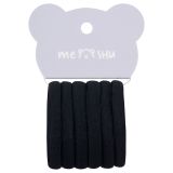 Резинки для волос MESHU "Essence thin", черные, 6шт., диаметр 4см, европодвес