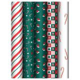 Упаковочная бумага глянц. 70*100см, MESHU "Christmas pattern", 80г/м2, ассорти 5 дизайнов