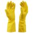 Перчатки резиновые хозяйственные OfficeClean ПРЕМИУМ, многоразовые, хлопчатобумажное напыление, супер плотные, р.M, желтые, пакет с европодвесом