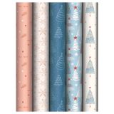 Упаковочная бумага глянц. 70*100см, MESHU "Christmas time", 80г/м2, ассорти 5 дизайнов