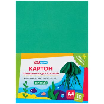 Картон цветной А4, ArtSpace, 10л., тонированный, зеленый, 180г/м2 Картон цветной А4, ArtSpace, 10л., тонированный, зеленый, 180г/м2