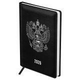 Ежедневник датированный 2026г., А5, 176л., твердый переплет, кожзам, BG "Орел", черный