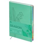 Еженедельник датированный 2026г., А6+, 80л., мягкий переплет, кожзам, BG "Season. May lily", зеленый, полноцветный вырубной блок